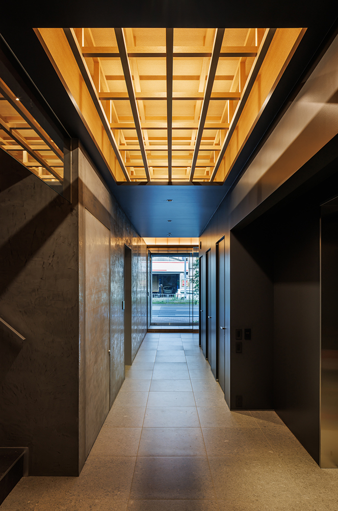 HD神戸ビル｜平岡建築デザイン｜オフィス設計｜大阪｜オフィスデザイン｜建築家｜きれい｜設計｜モールテックス｜内装｜神戸｜鉄骨｜エントランス｜オフィス玄関｜エレベーターホール｜