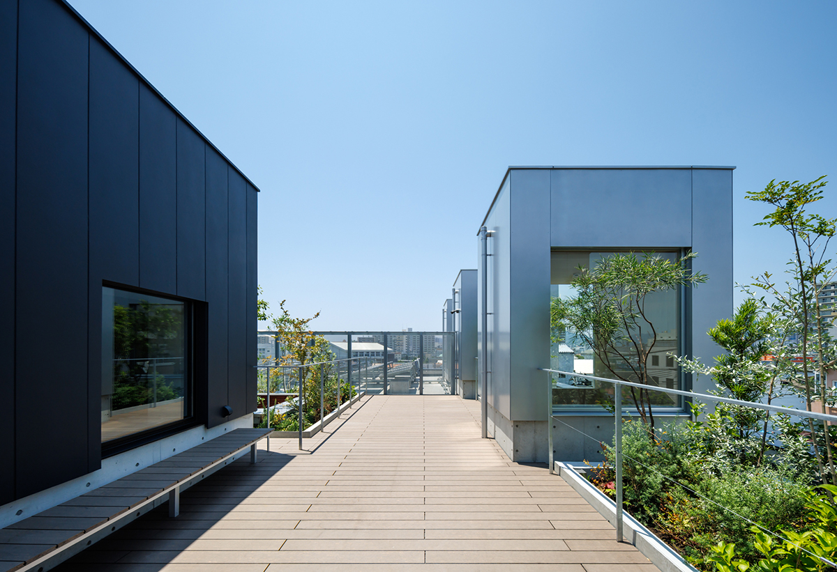 HD神戸ビル｜平岡建築デザイン｜オフィス設計｜大阪｜オフィスデザイン｜建築家｜かっこいい｜設計｜神戸｜鉄骨造｜屋上緑化｜新しいオフィスデザイン｜かっこいい｜サステナブル建築｜屋上ガーデン｜パーゴラ｜